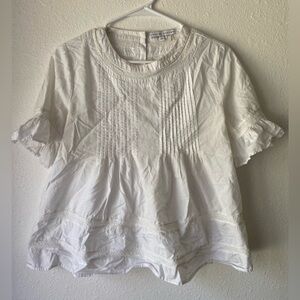 English Factory Size Small White Lace and Ruffle Blouse